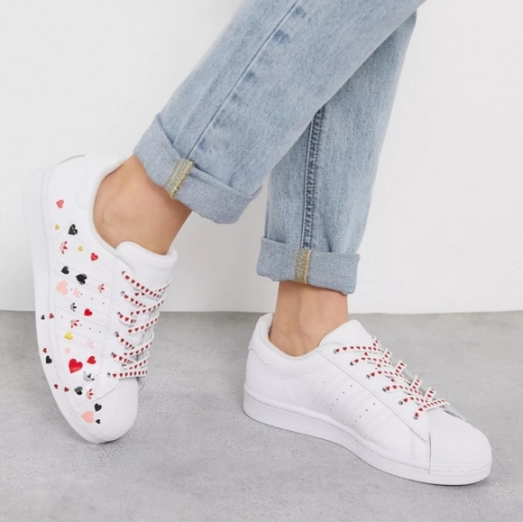 ADIDAS Limited Edition Superstar Hearts Shoes 7 - Picture 2 of 14